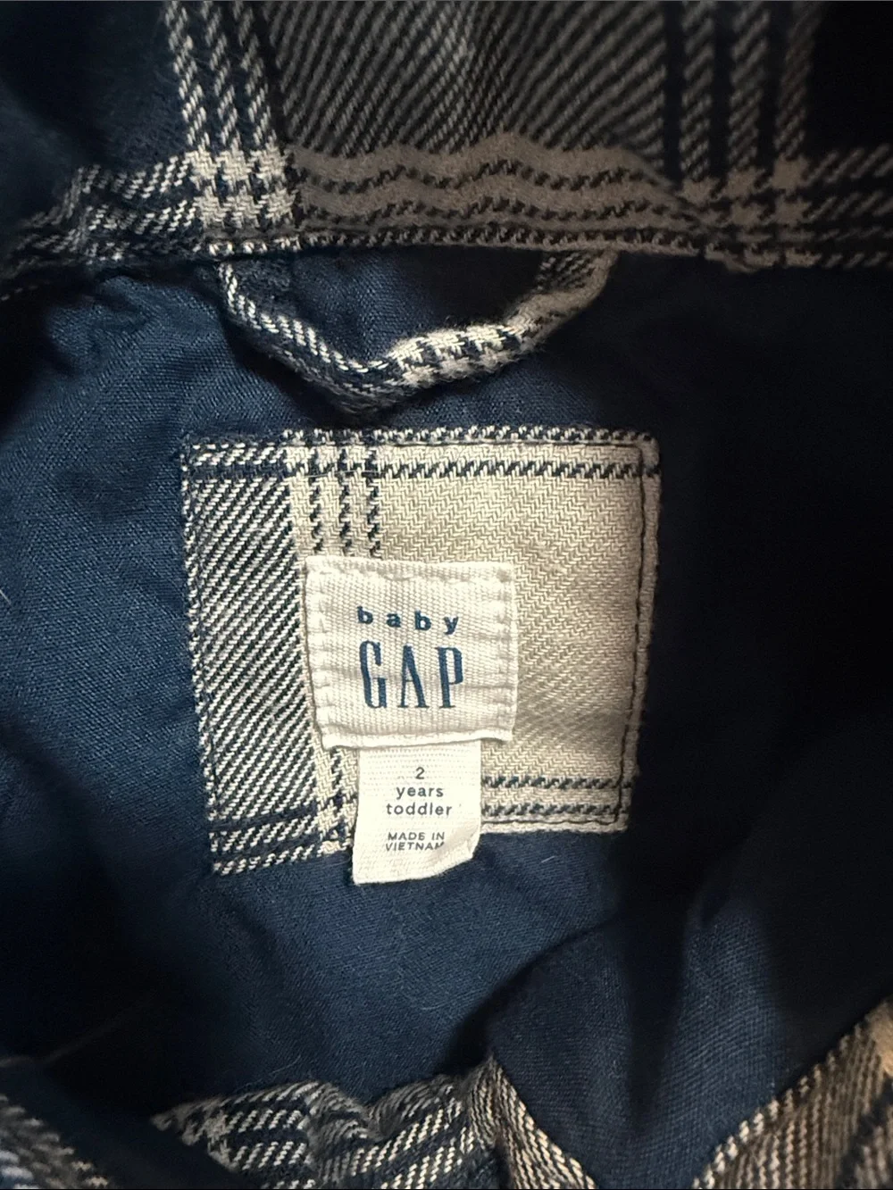 GAP Blue and Cream Plaid Button-Up Shirt Jacket